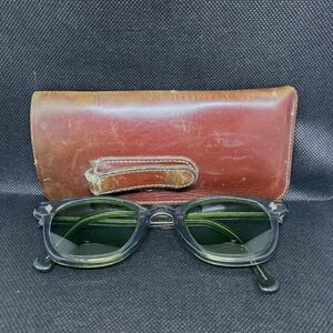 Vintage Mid Century American Optical Sunglasses Grey with Green Lenses 1960's